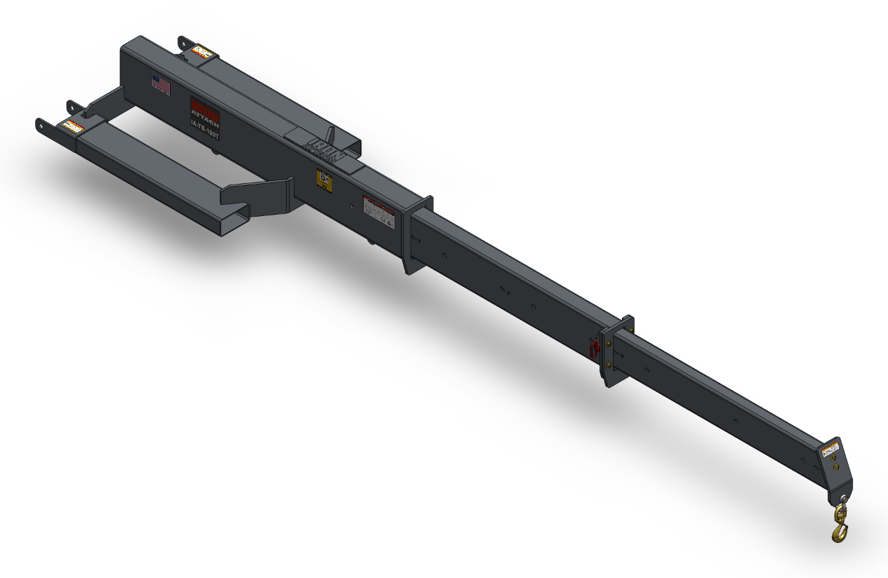 IA-TB-100T telescoping truss boom, fork mounted, CAD render