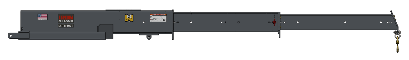 IA-TB-100T telescoping truss boom fully extended to 16 ft with tip shackle